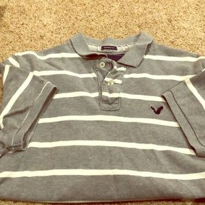 50% OFF LIMITED TIMEMen’s AE Grey and White Polo